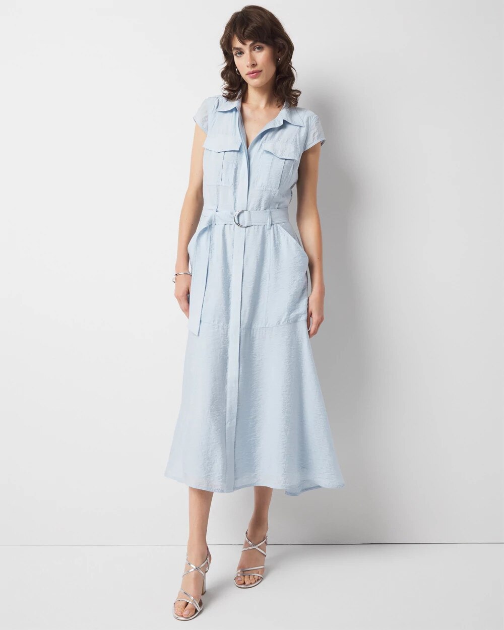 Floral Utility Shirt Dress Vintage Indigo
