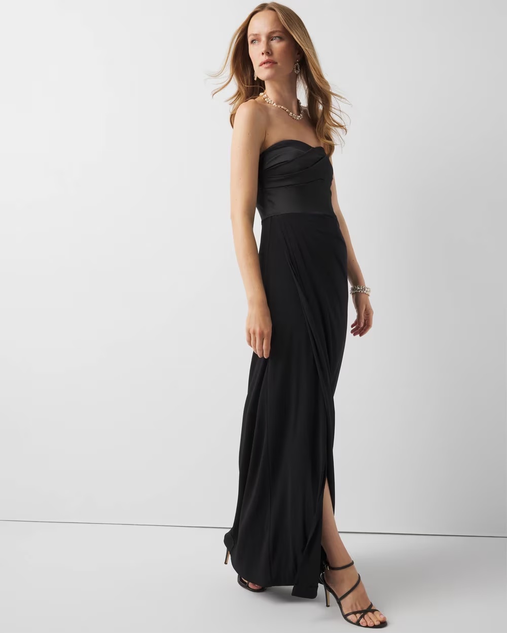 1215-Strapless-Draped-Gown-Black-1.jpg Strapless Draped Gown Black