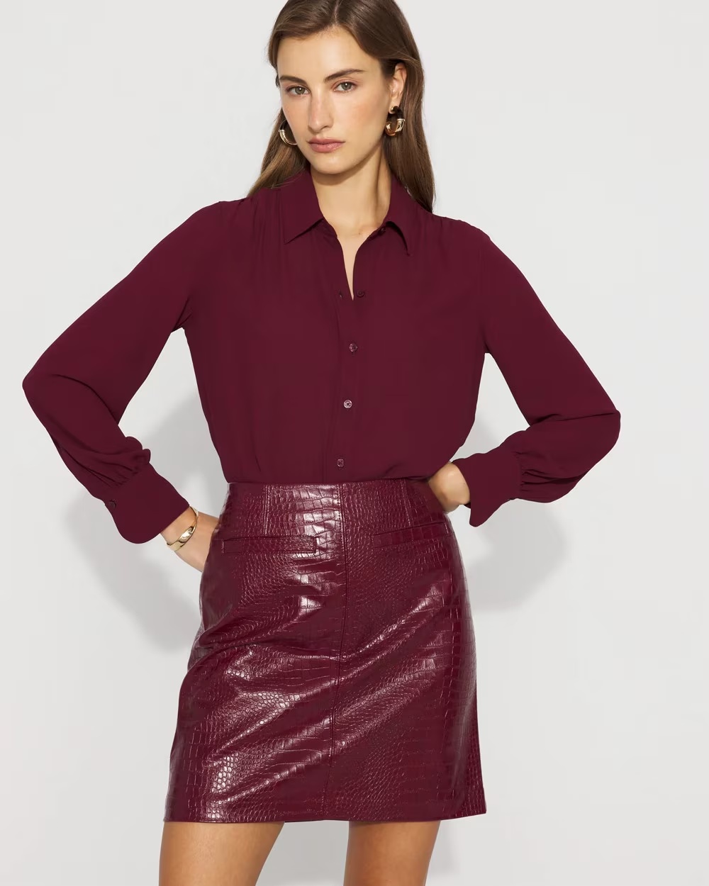 Faux Croc Skirt Faux Croc Burgundy