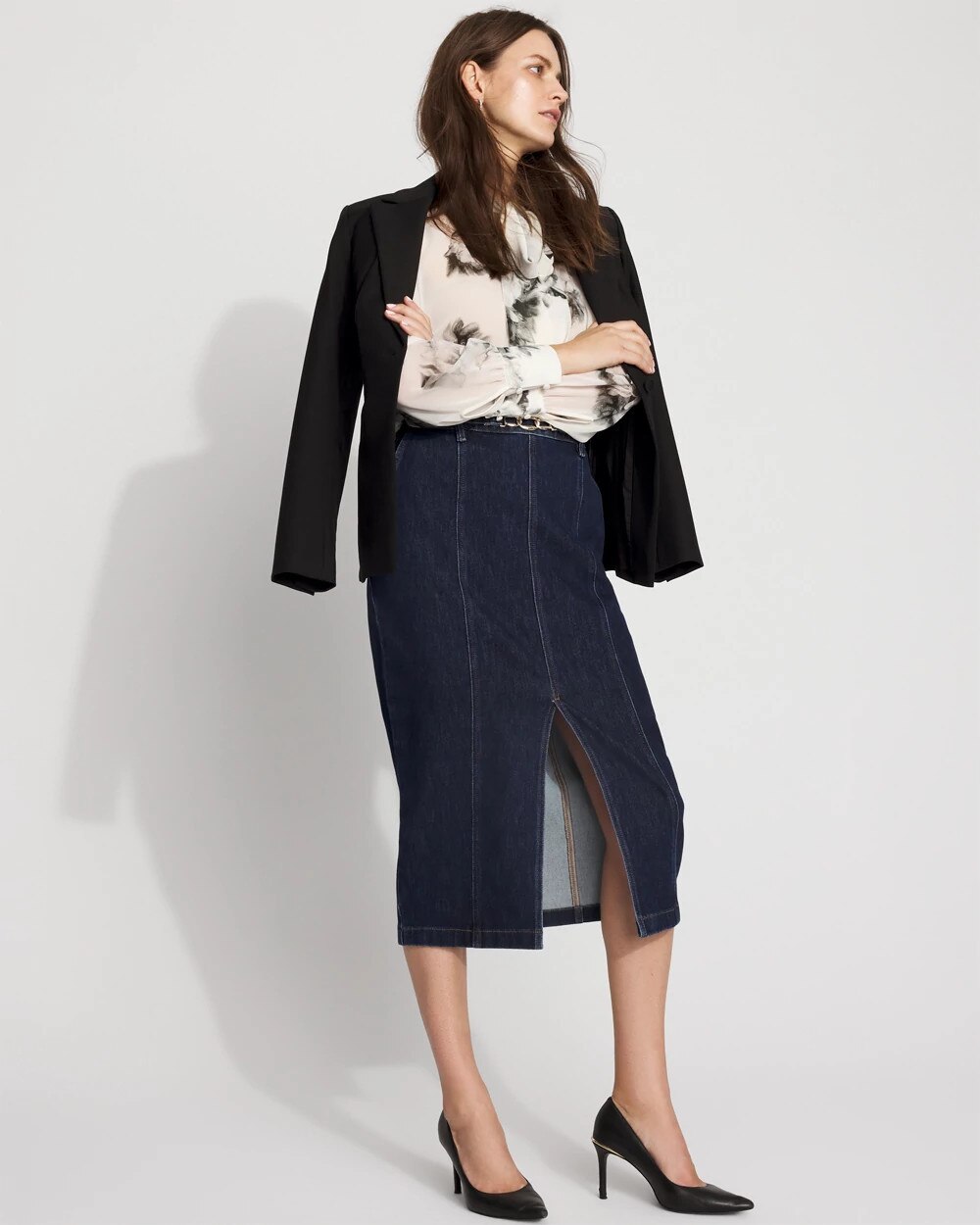 Petite Denim Pencil Skirt Solstice Authentic