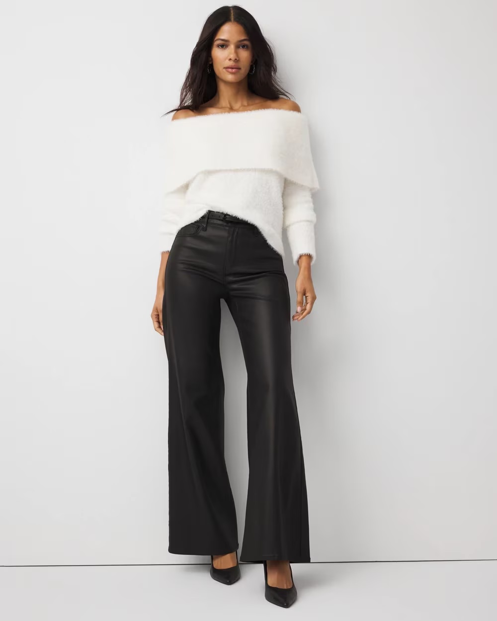 Coated Denim High Rise Wide Leg Jean Vegas Coated Black