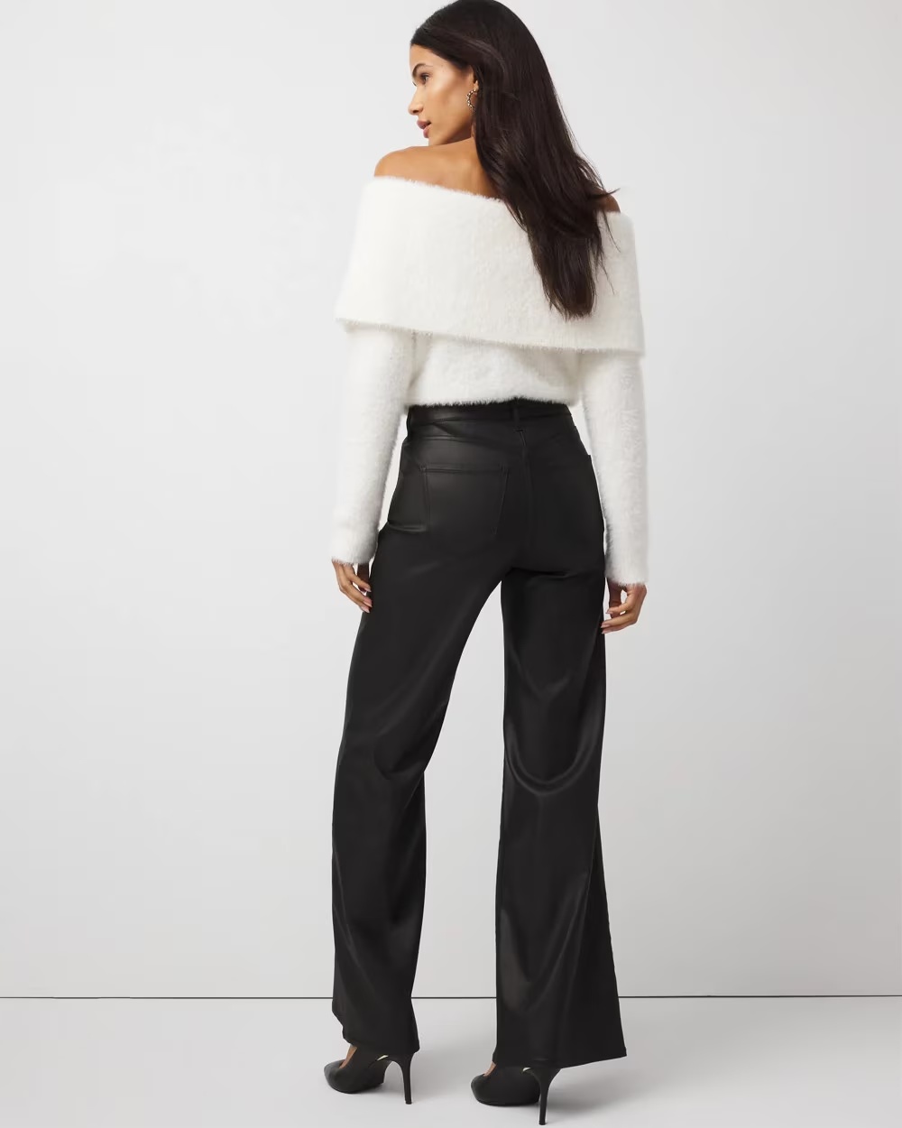 Coated Denim High Rise Wide Leg Jean Vegas Coated Black