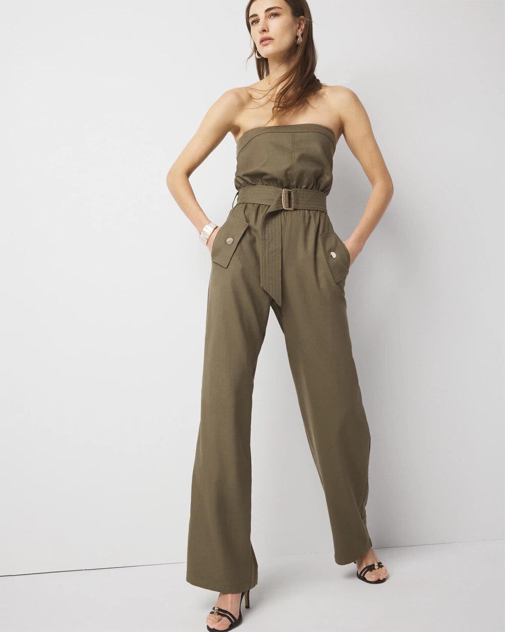 Strapless Utility Jumpsuit Forever Olive