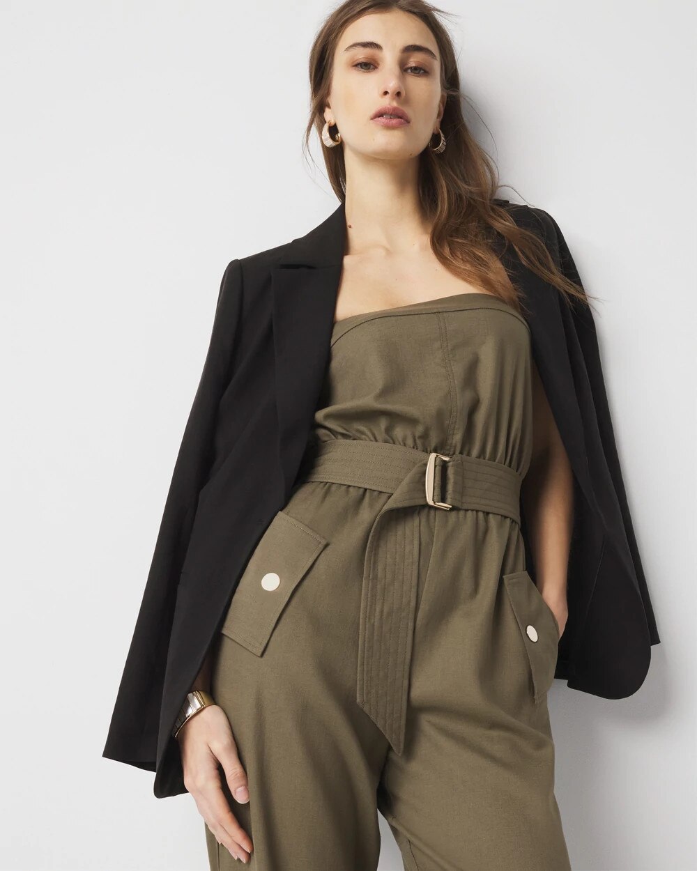 Strapless Utility Jumpsuit Forever Olive