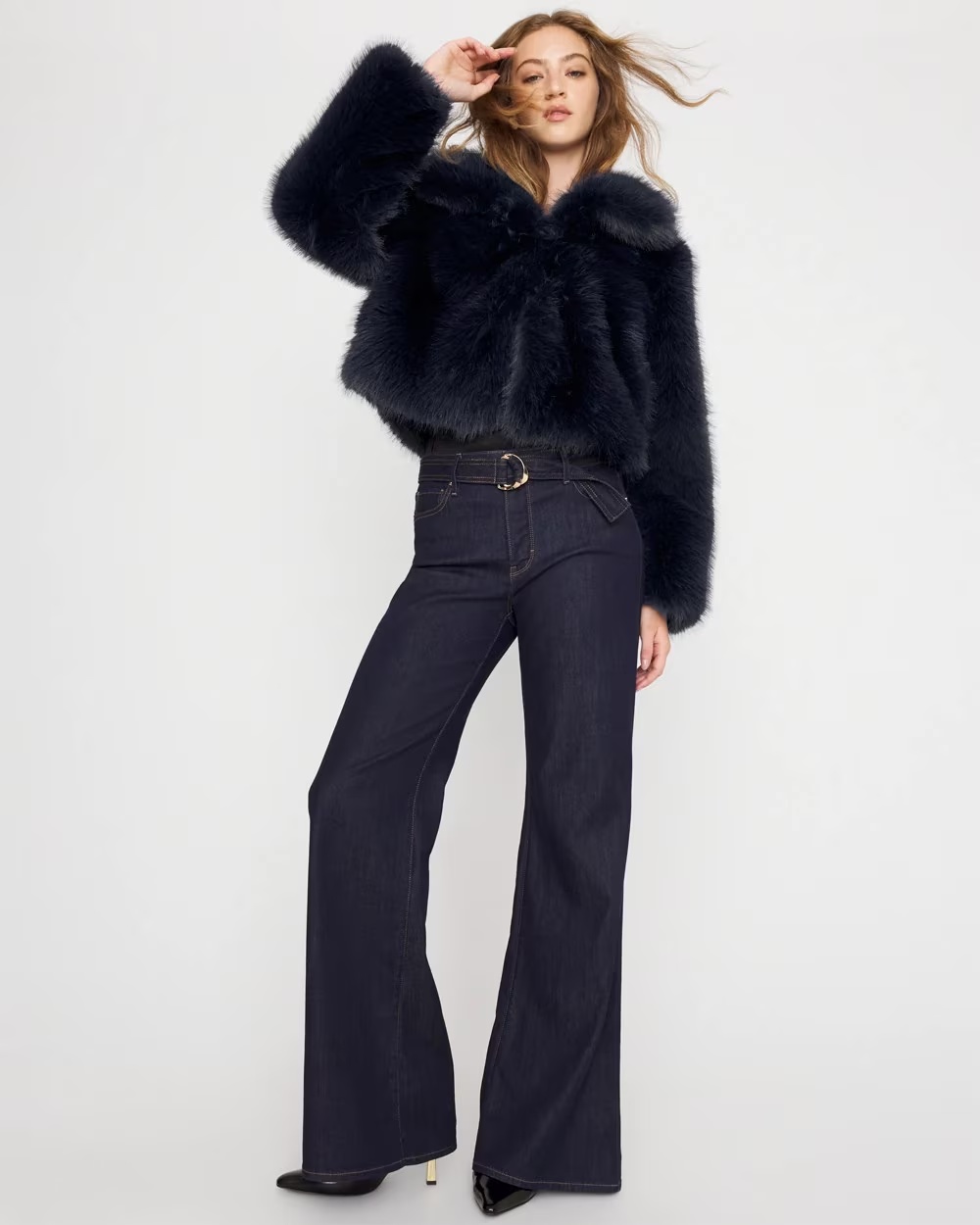 Faux Fur Coat Officer Blue