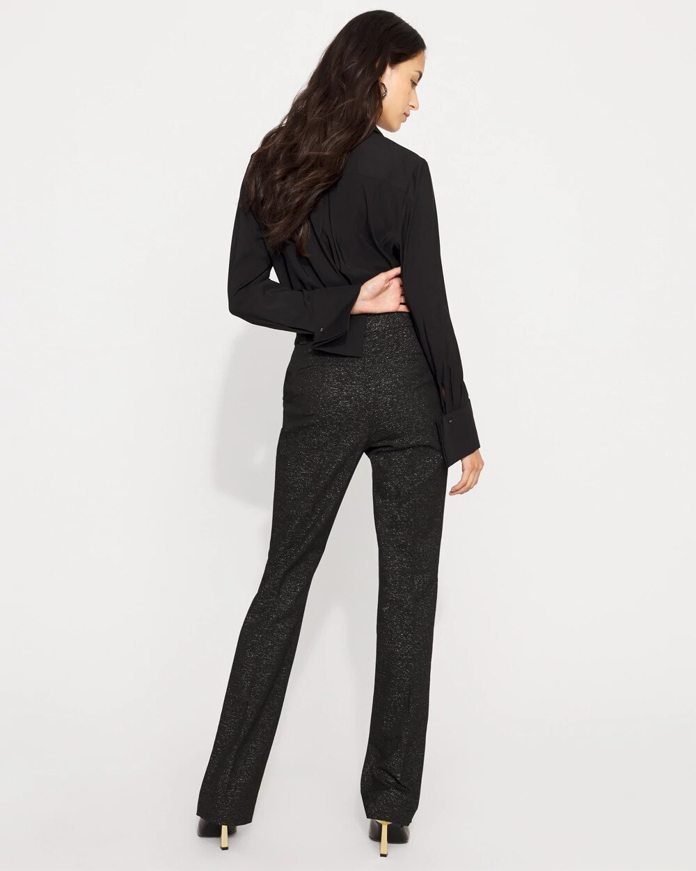 Blake Lurex Slim Boot Pant Blk Silver Lurex
