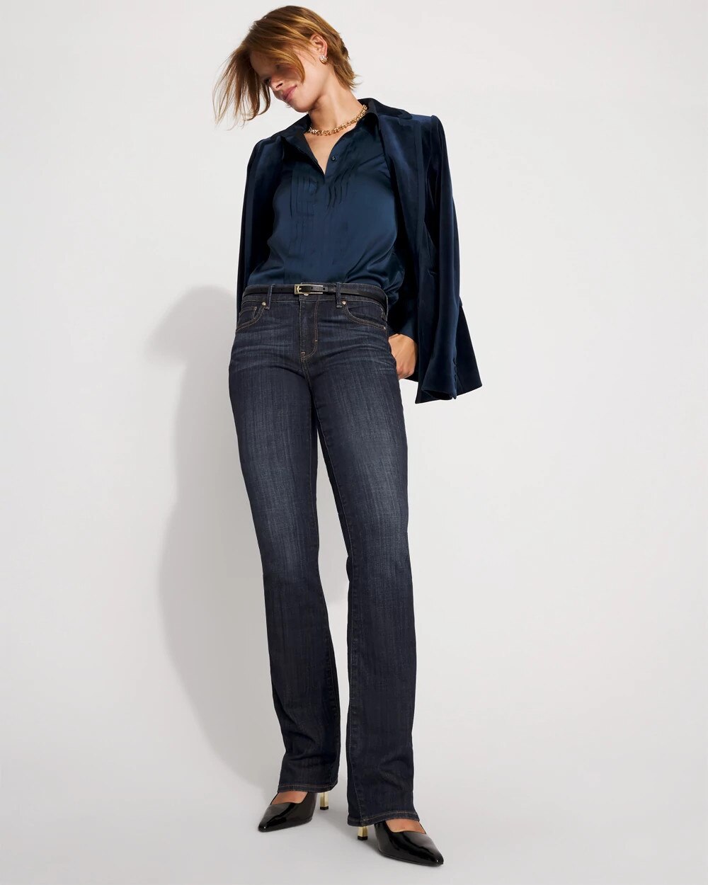 Petite Mid-Rise Bootcut Jeans Nouveau Authentic