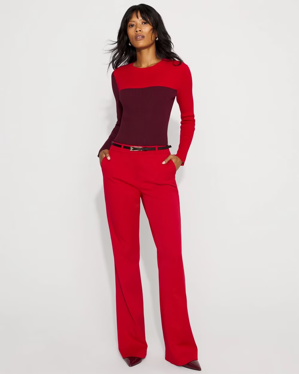 Square Colorblock Pullover Sweater Ruby Rush/Ref Red Clr Blk