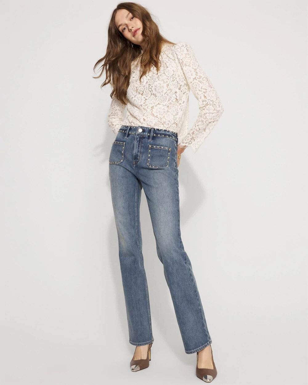 Studded High Rise Bootcut Jean Aries Vintage