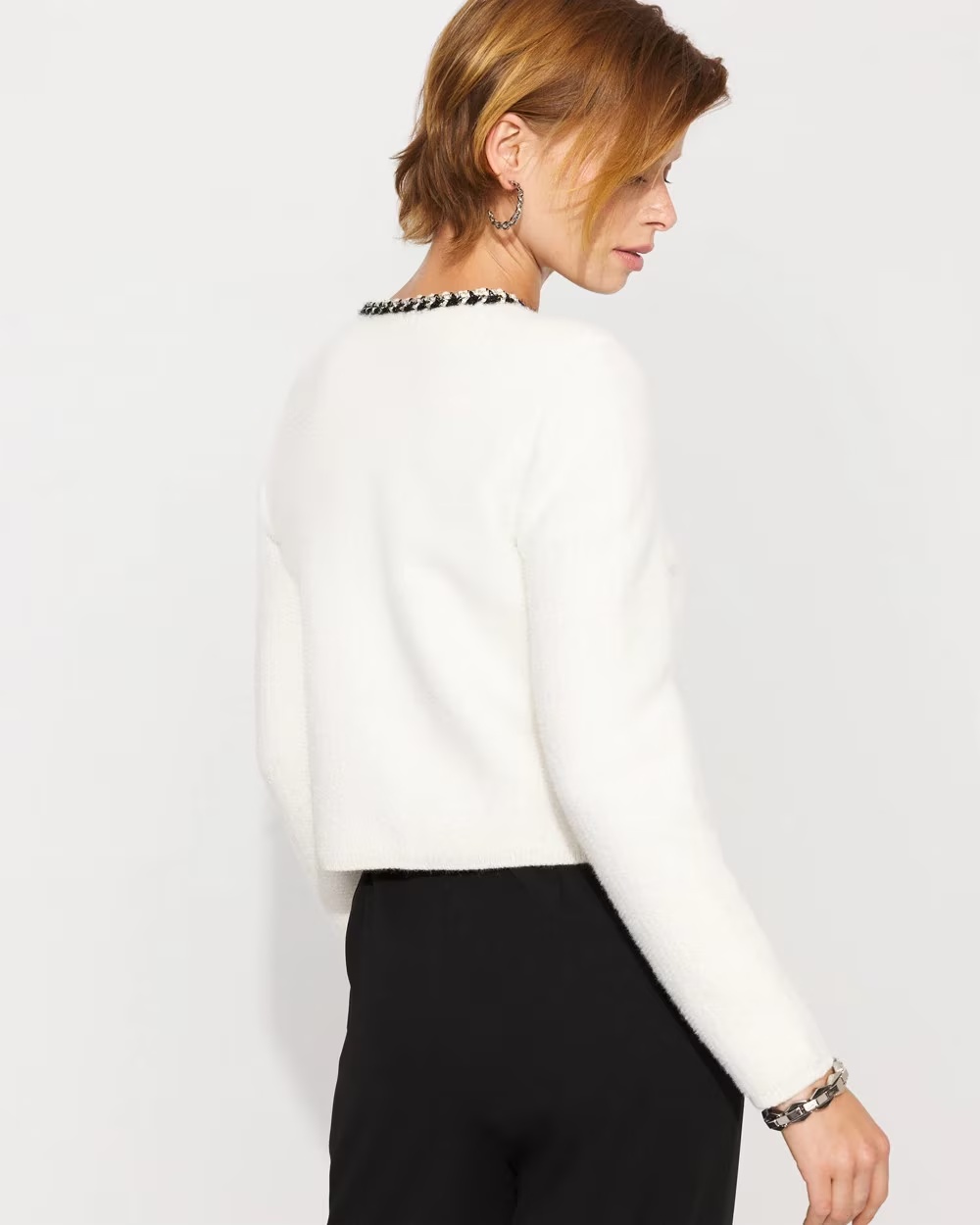 2426-Black-and-White-Tweed-Sweater-Jacket-Ecru-Gold-Lurex-4.jpg Black and White Tweed Sweater Jacket Ecru/Gold Lurex