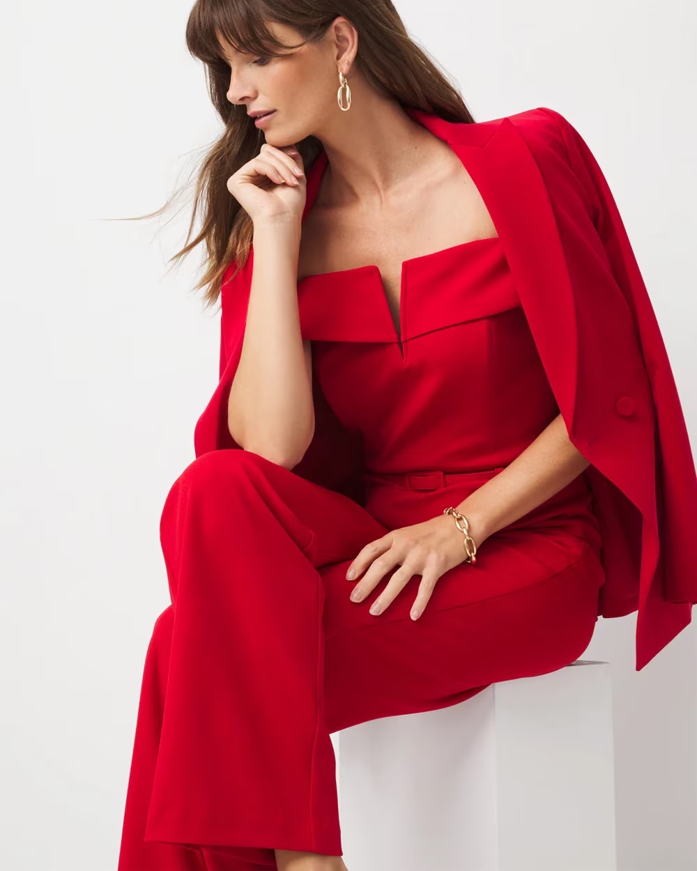 Off-The-Shoulder Crepe Jumpsuit Ruby Rush