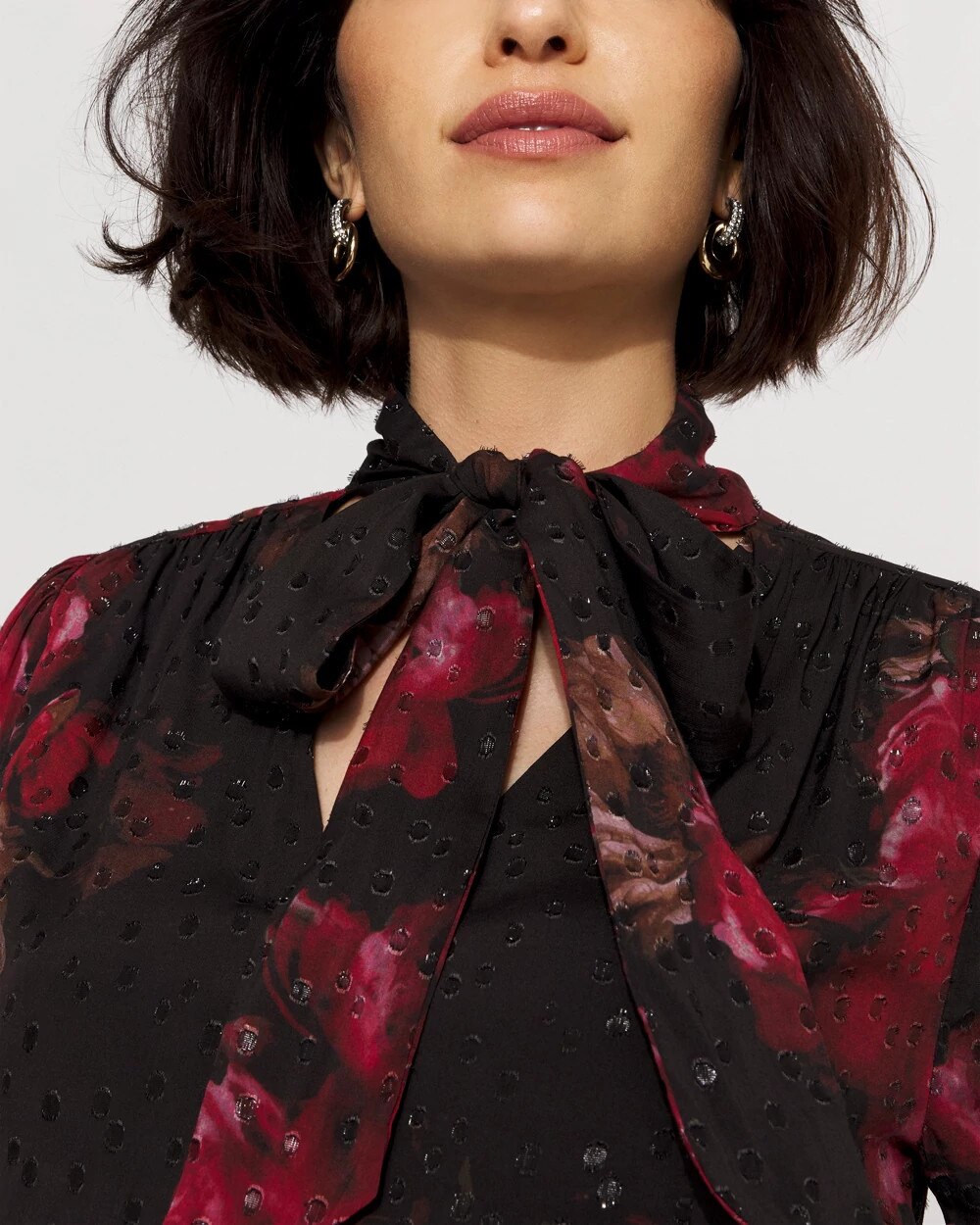 2769-Jacquard-Tie-Neck-Blouse-Photografico-Black-3.jpg Jacquard Tie-Neck Blouse Photografico Black
