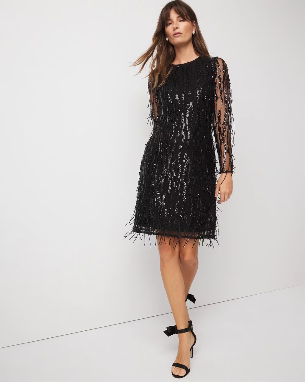 Sequin Fringe Dress Black
