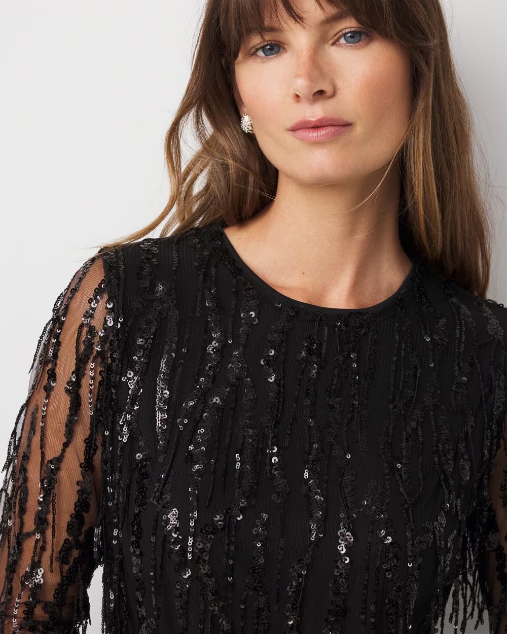 Sequin Fringe Dress Black