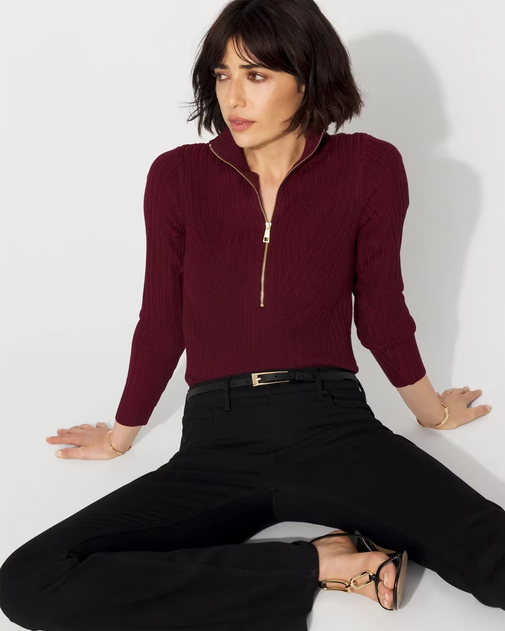 2871-Rib-Knit-Half-Zip-Mock-Neck-Sweater-Refined-Red-2.jpg Rib Knit Half-Zip Mock Neck Sweater Refined Red
