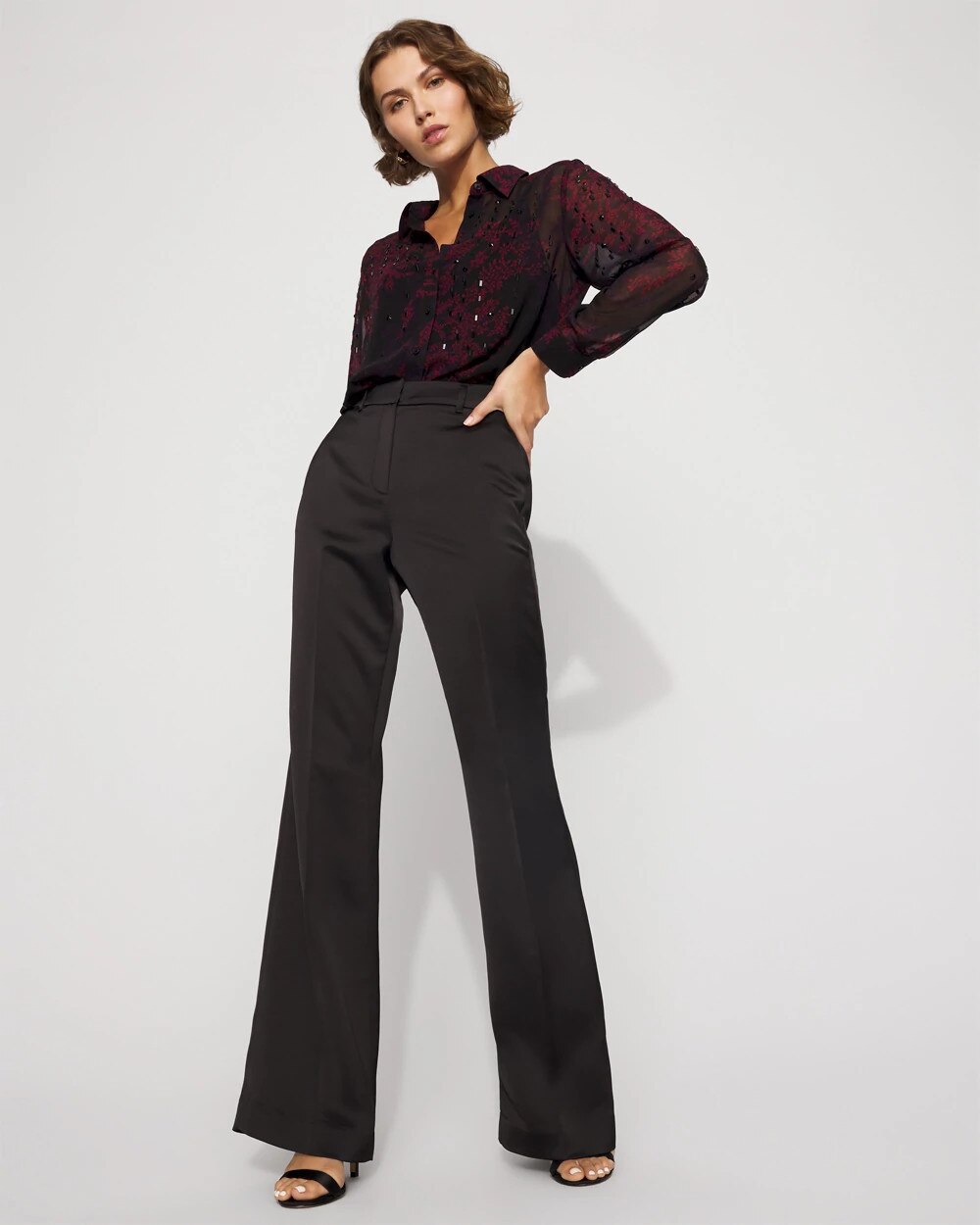 Piper Satin Flare Pant Black