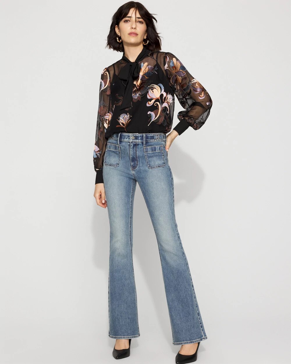 3592-High-Rise-Novelty-Waistband-Flare-Jean-Elodie-Vintage-4.jpg High-Rise Novelty Waistband Flare Jean Elodie Vintage