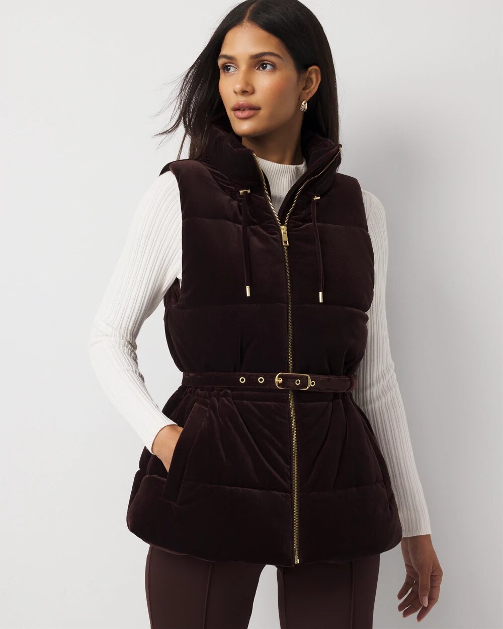 Velvet Puffer Vest Espresso