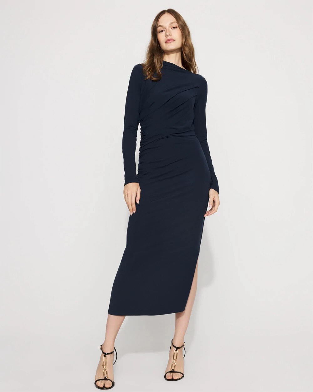 Asymmetrical Mockneck Bodycon Dress River Teal