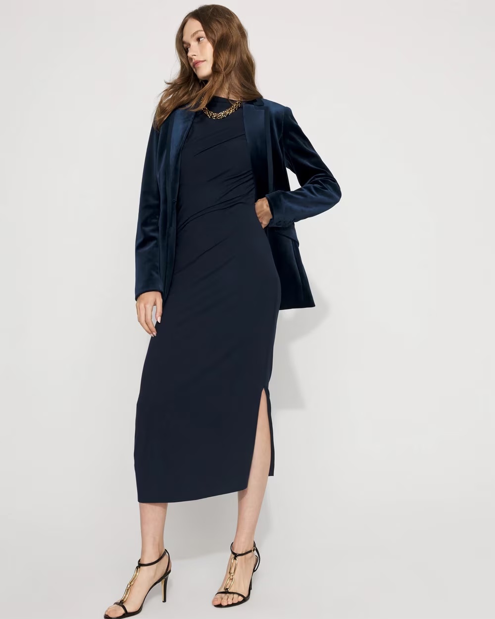 Asymmetrical Mockneck Bodycon Dress River Teal