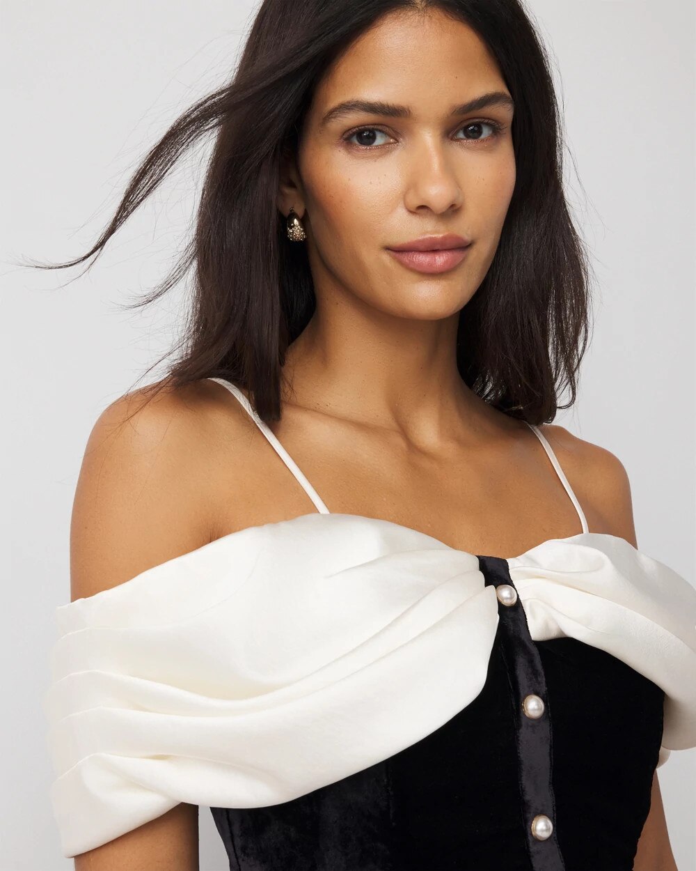 3981-Satin-Velvet-Bustier-Ecru-Black-Colorblock-3.jpg Satin + Velvet Bustier Ecru Black Colorblock