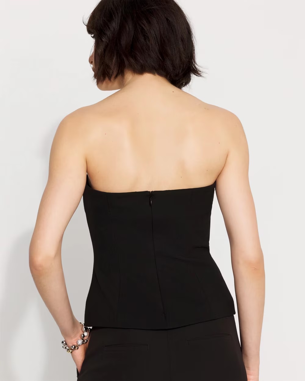 4020-Floral-Applique-Ponte-Bustier-Black-White-4.jpg Floral Applique Ponte Bustier Black/White
