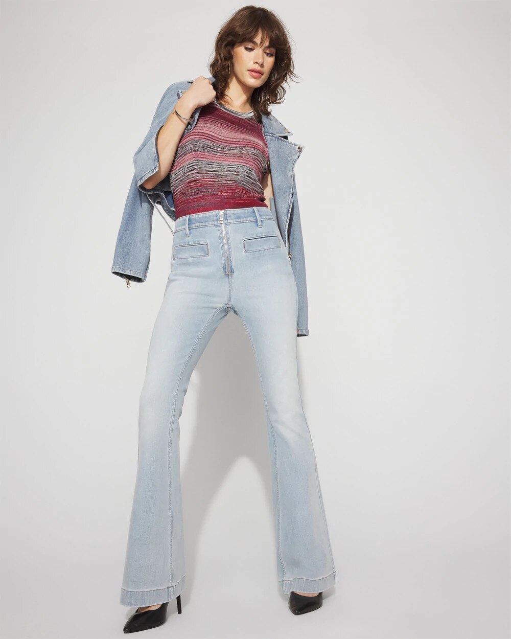 Extra High-Rise Novelty Pocket Flare Jean Jardin Antique