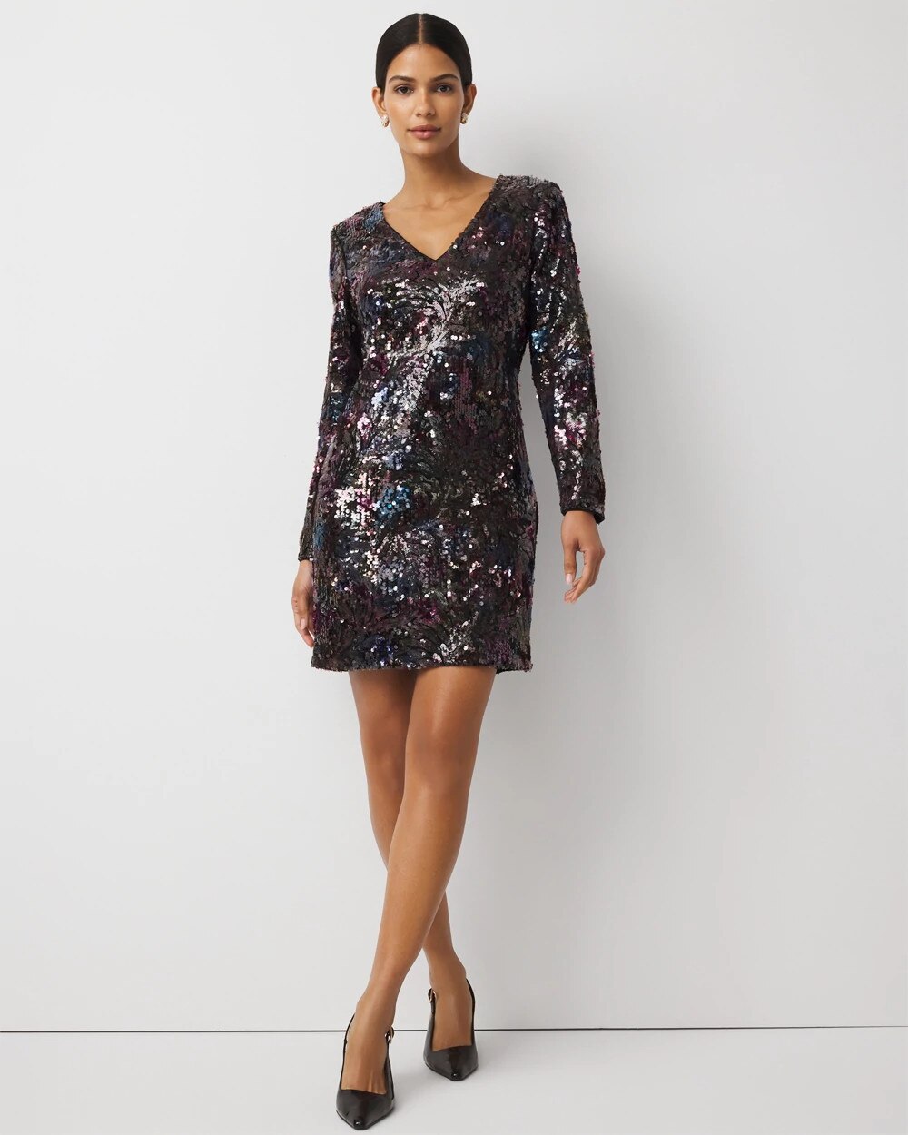 Sequin Sheath Dress Multi Sequins On Black