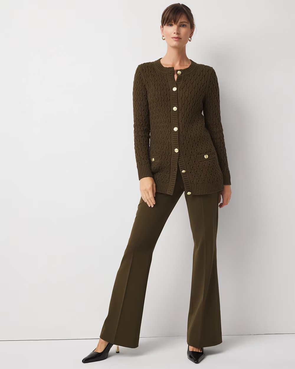 4501-Longline-Cable-Knit-Cardigan-Sweater-Dark-Willow-2.jpg Longline Cable Knit Cardigan Sweater Dark Willow