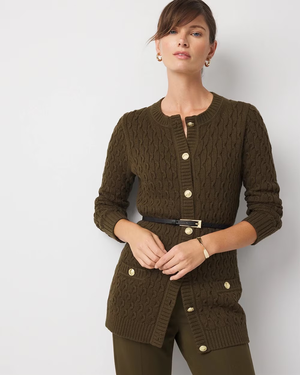 4501-Longline-Cable-Knit-Cardigan-Sweater-Dark-Willow-3.jpg Longline Cable Knit Cardigan Sweater Dark Willow