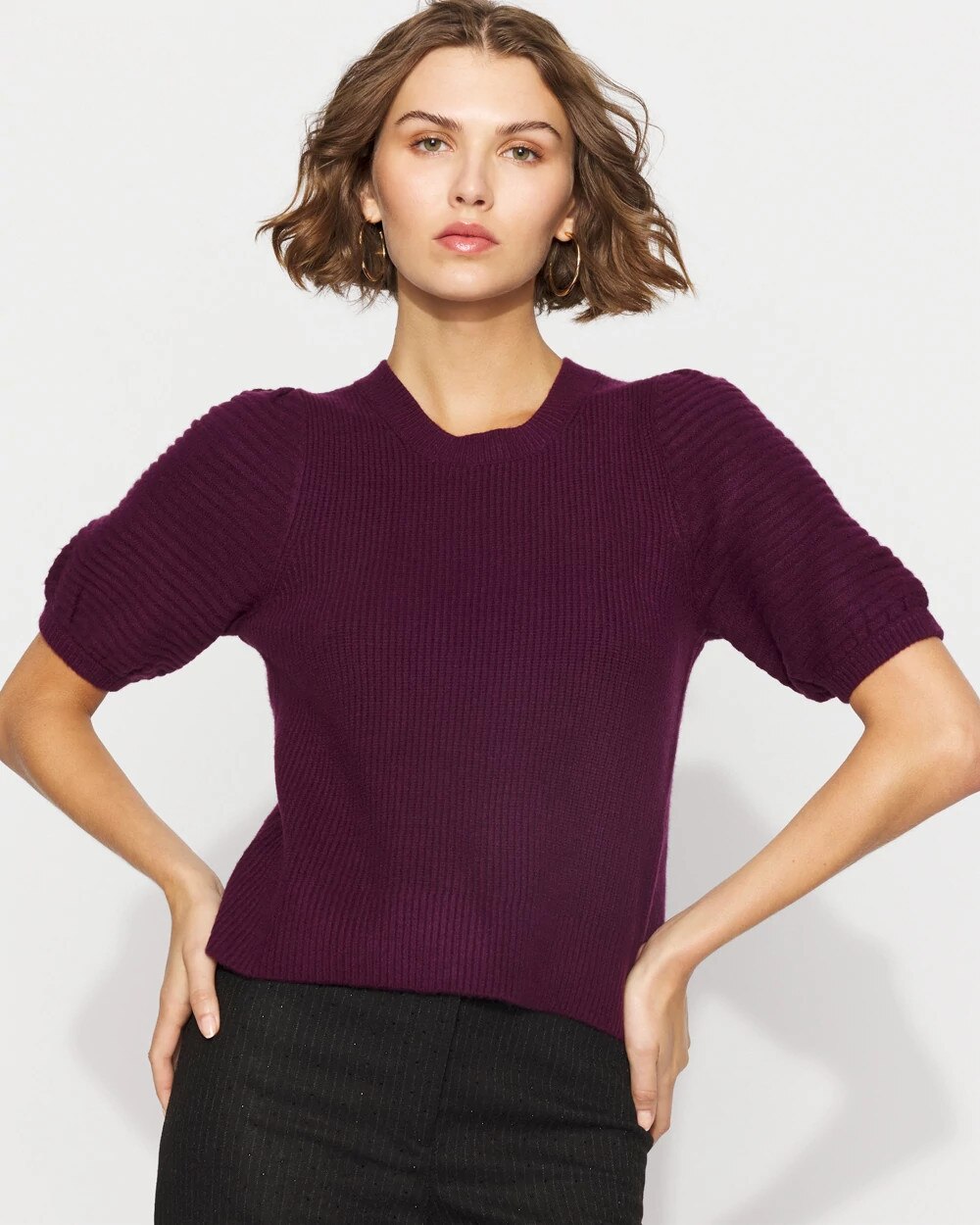 Bow Back Pullover Sweater Rich Plum