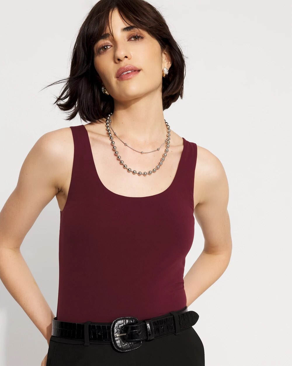 WHBM FORME‚Ñ?All Ways Stretch Dual Neck Tank Refined Red