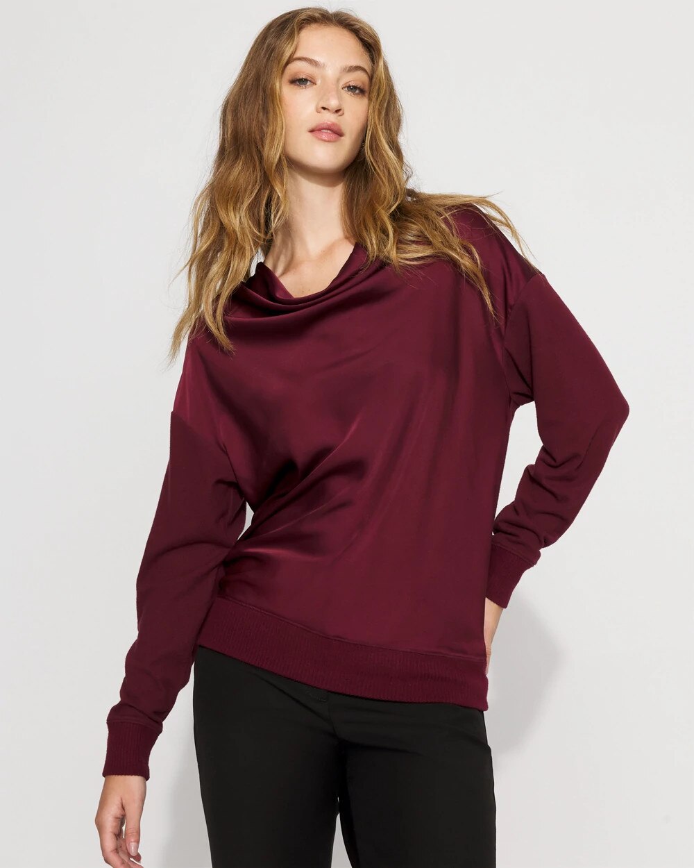 Satin Mix Snit Top Refined Red