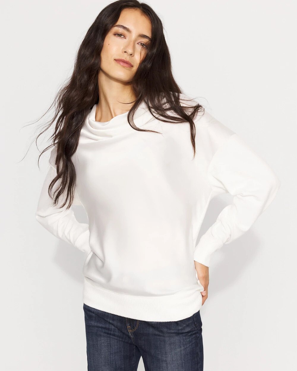 Satin Mix Snit Top Ecru