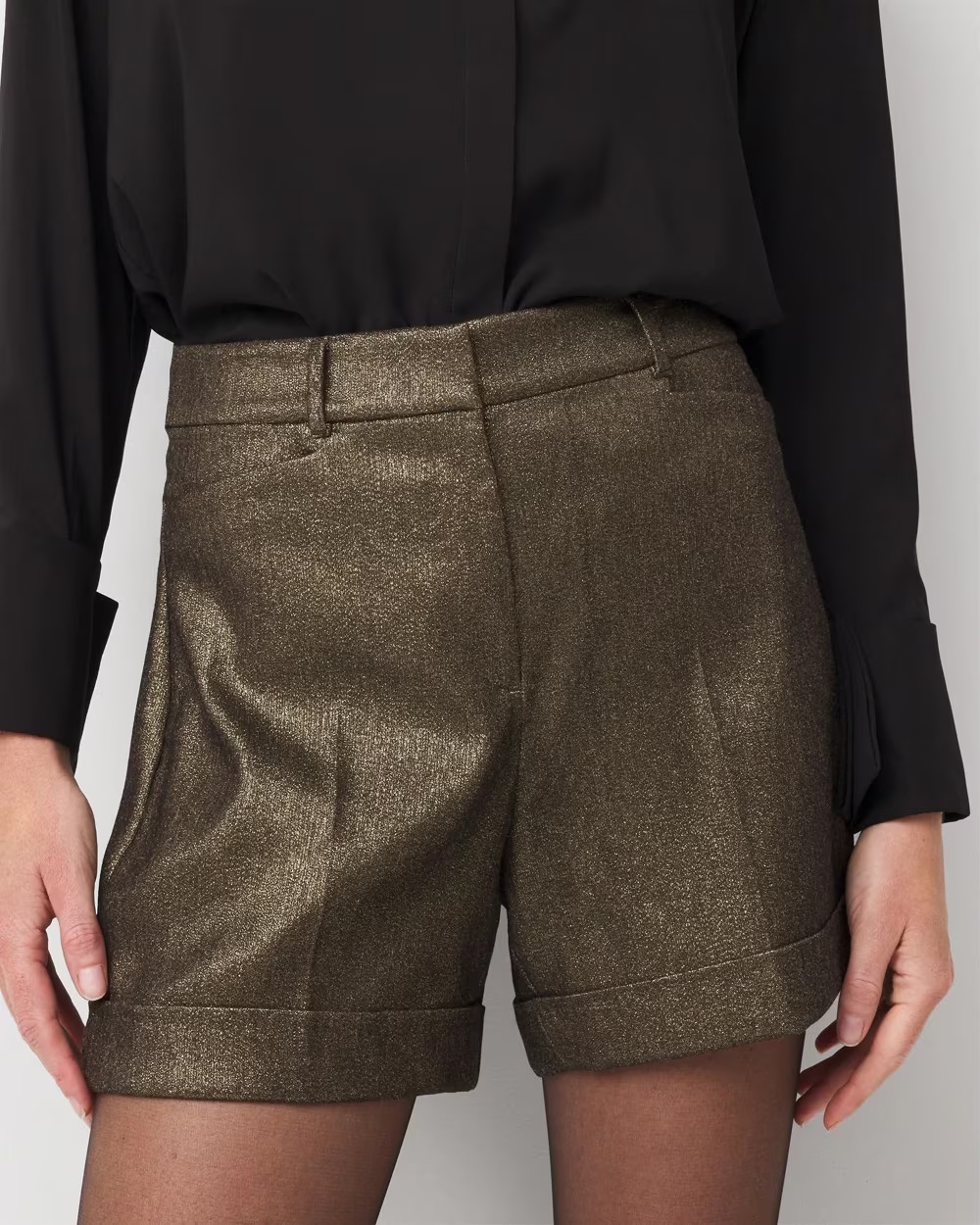 5179-Shimmery-High-Rise-Tailored-Shorts-Shimmering-Gold-3.jpg Shimmery High Rise Tailored Shorts Shimmering Gold