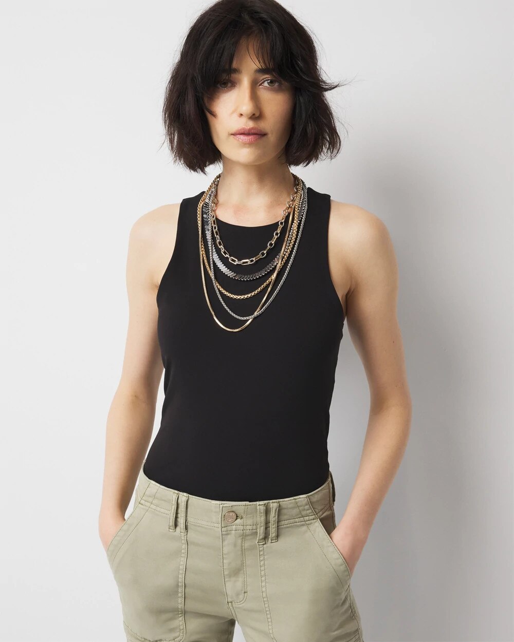 WHBM FORME‚Ñ?All Ways Stretch High-Neck Bodysuit Black