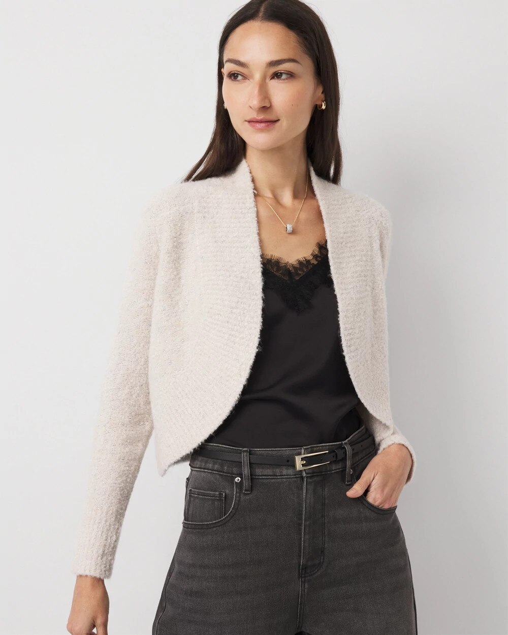 Metallic Boucl√© Cocoon Sweater Cream Metallic Nep