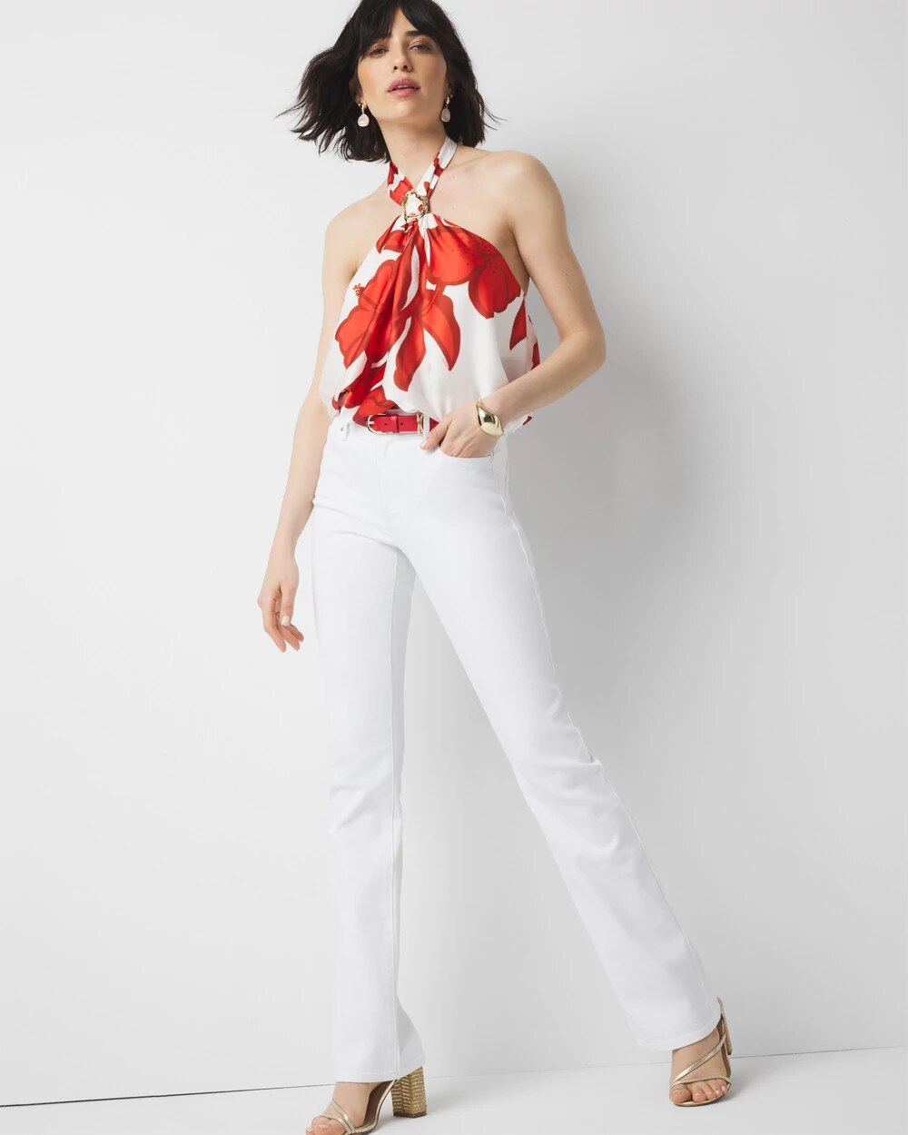 Petite Mid-Rise Bootcut Jean White