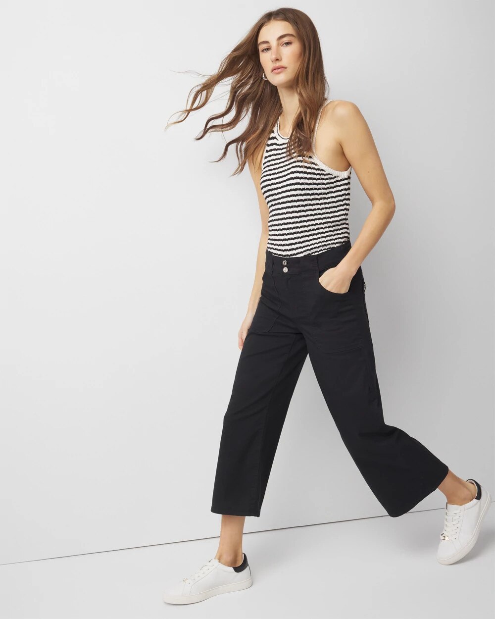 Pret Utility Wide Leg Cropped Pants Black