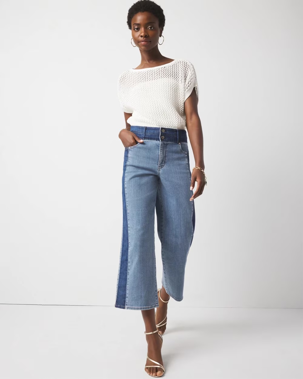 High-Rise Colorblocked Wide-Leg Jean Chateau Original