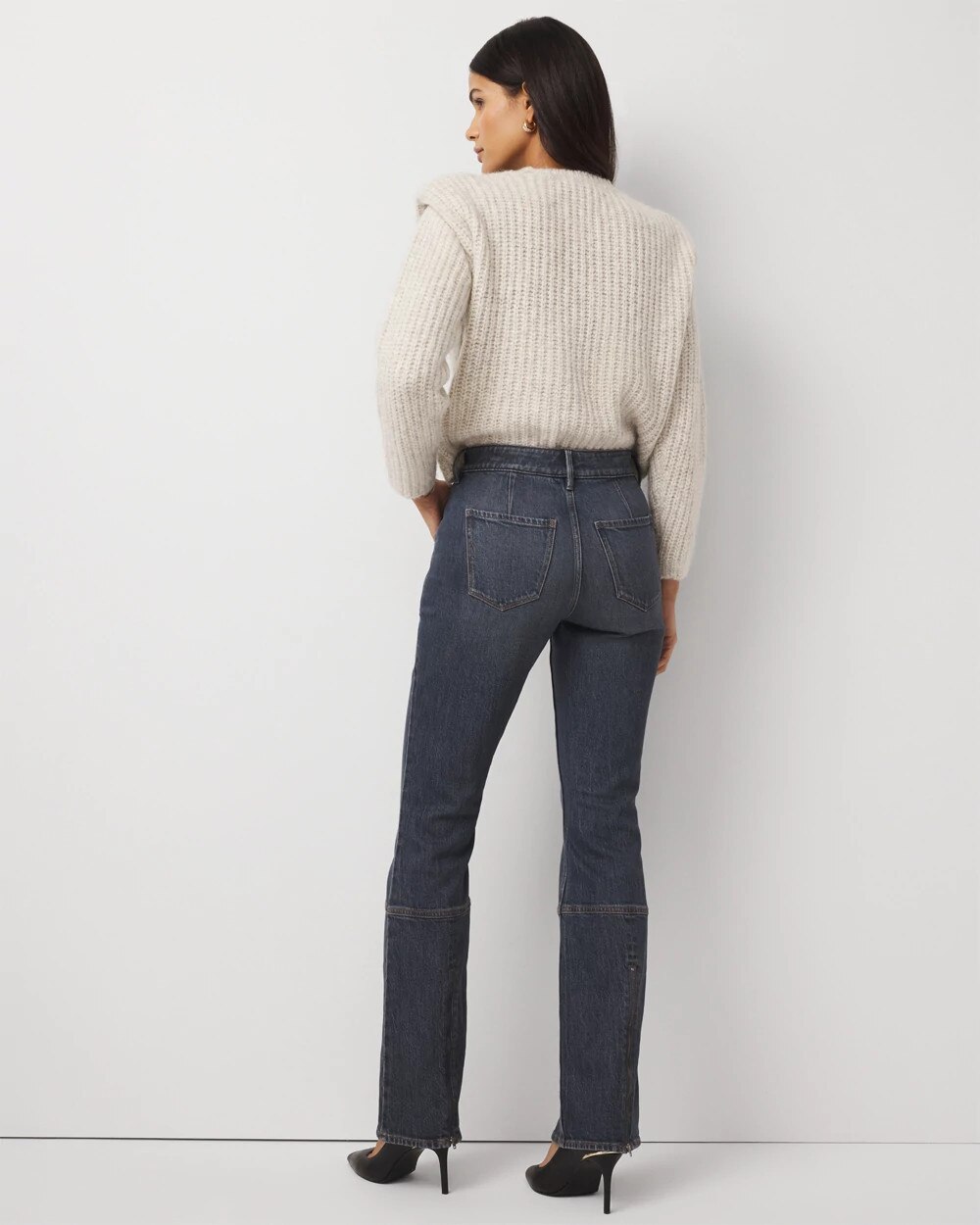 Petite Zip Hem High Rise Bootcut Jean Echo Vintage