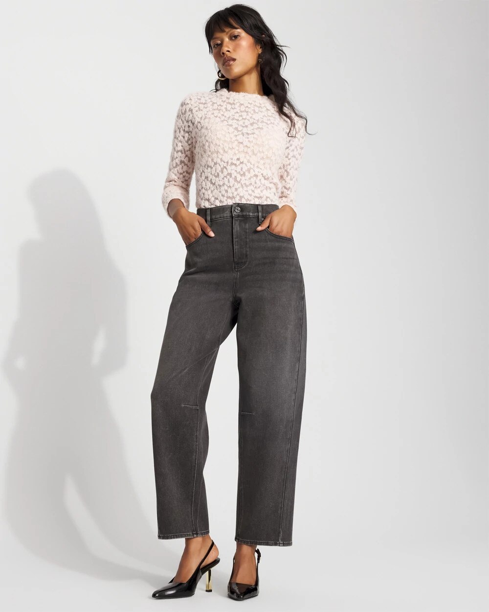 Petite Extra High-Rise Barrel Jean Icon Gray