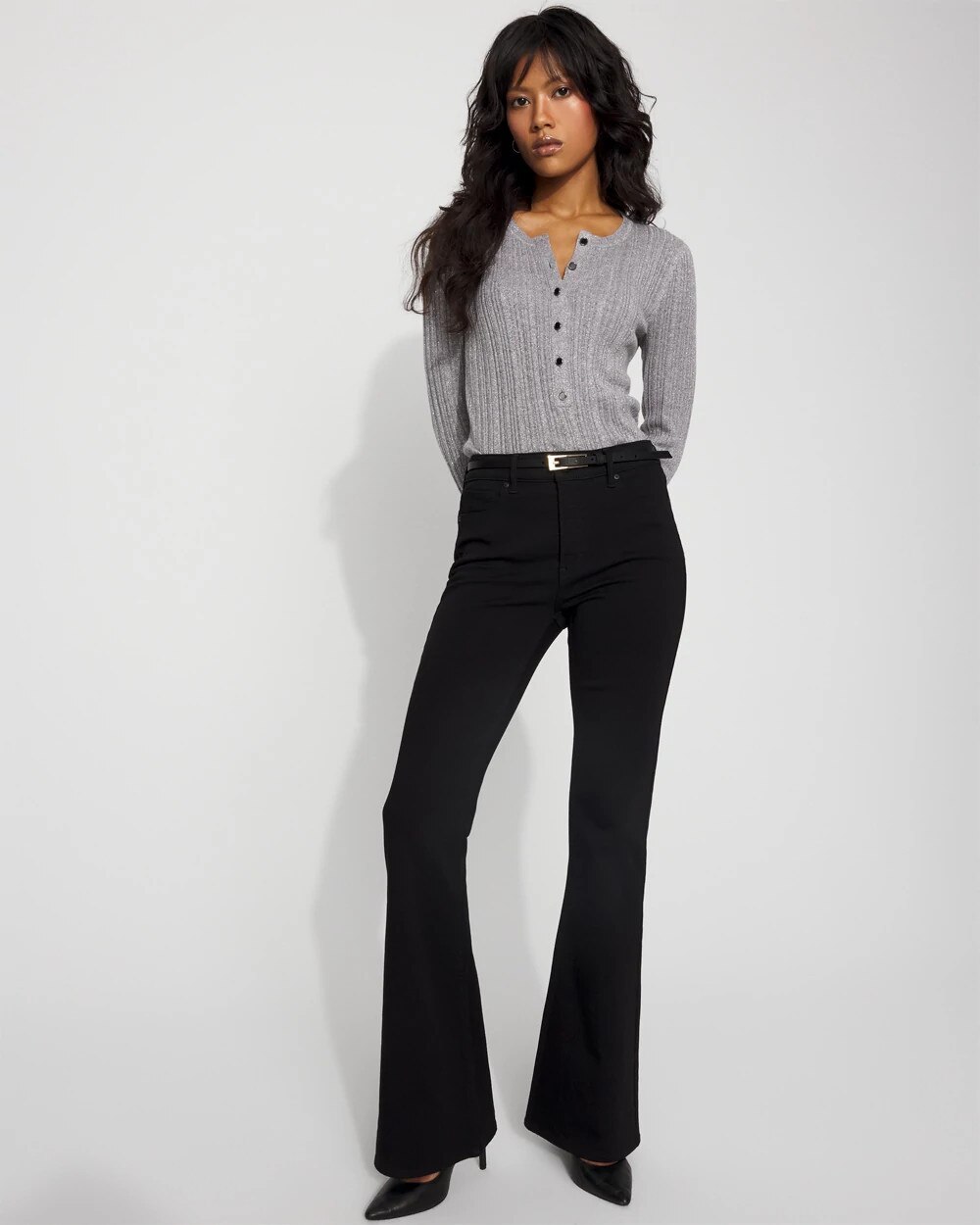 Petite High-Rise Flare Jean Everlasting Black