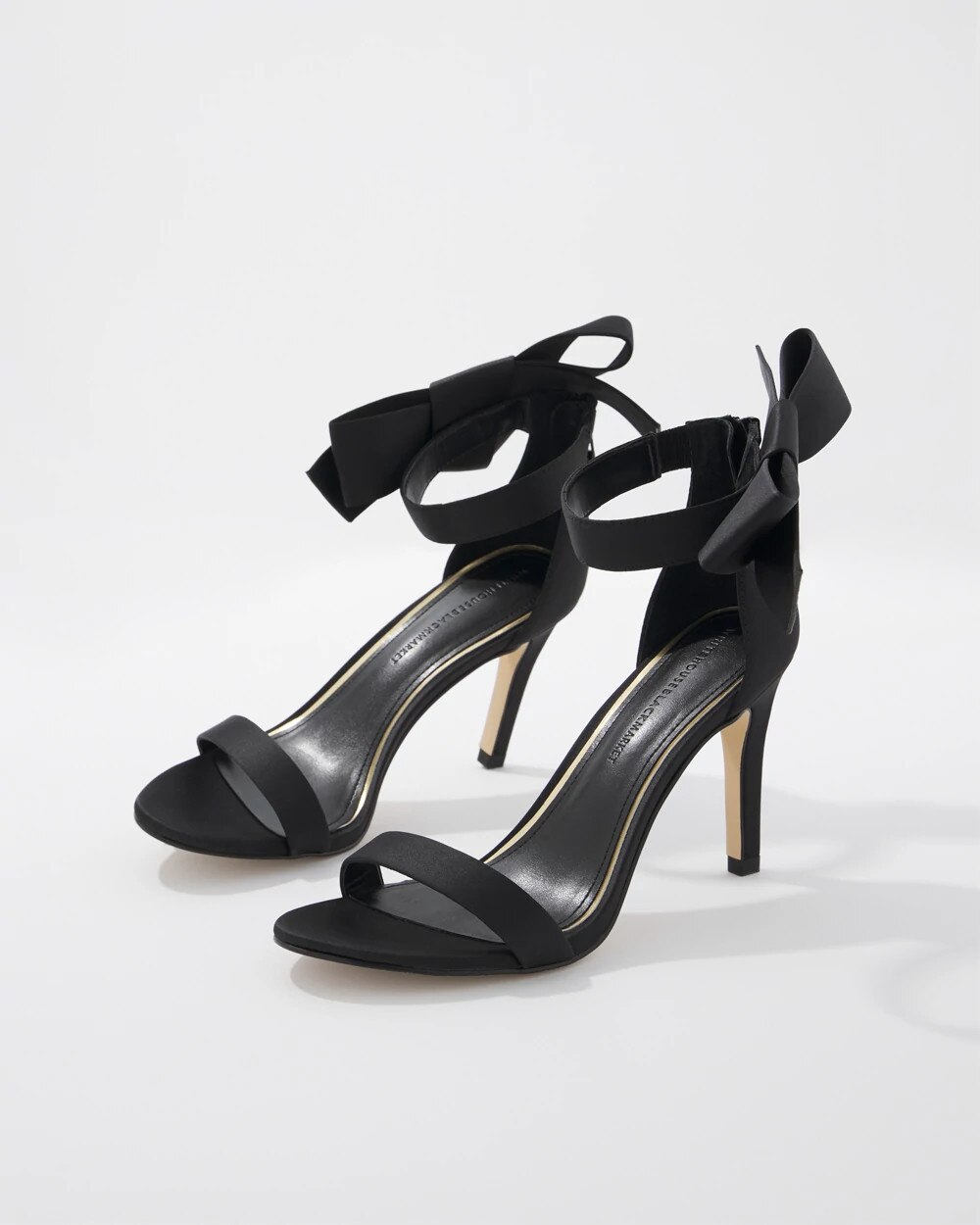 Satin Bow Heeled Sandal Black
