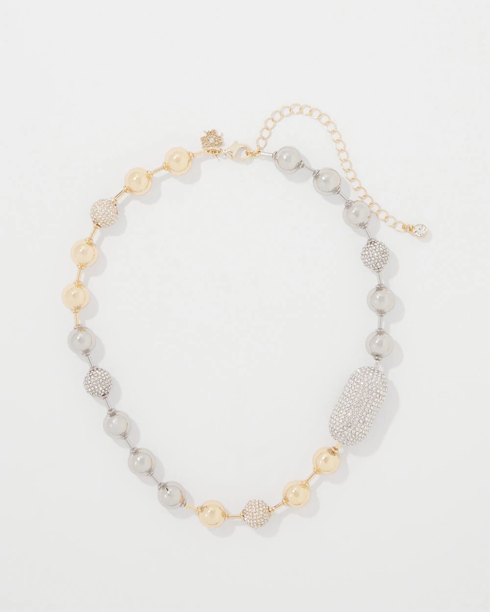 Mixed Metals + Pav√© Short Necklace Gold w Silver