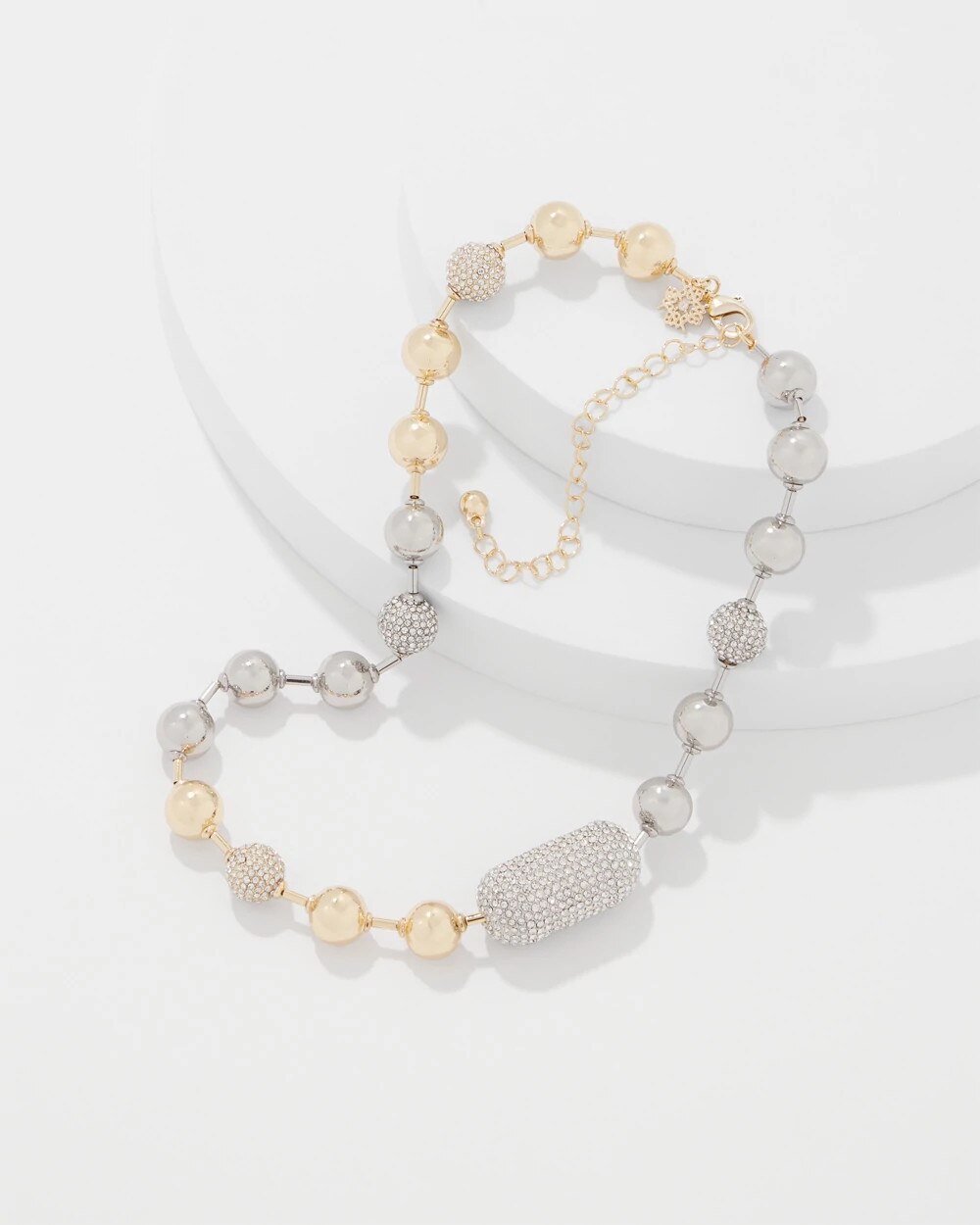 Mixed Metals + Pavé Short Necklace Gold w Silver