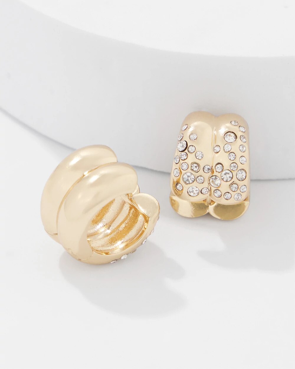 Pav√© Double Hoop Earrings Gold
