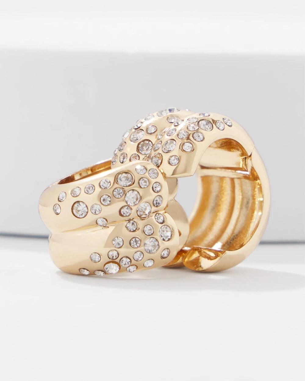 Pavé Double Hoop Earrings Gold