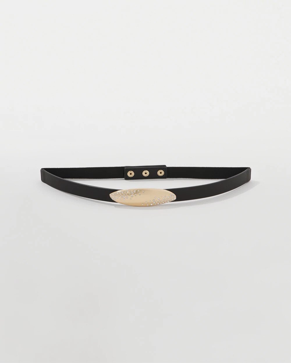 Dusted Pav√© Buckle Skinny Belt Black
