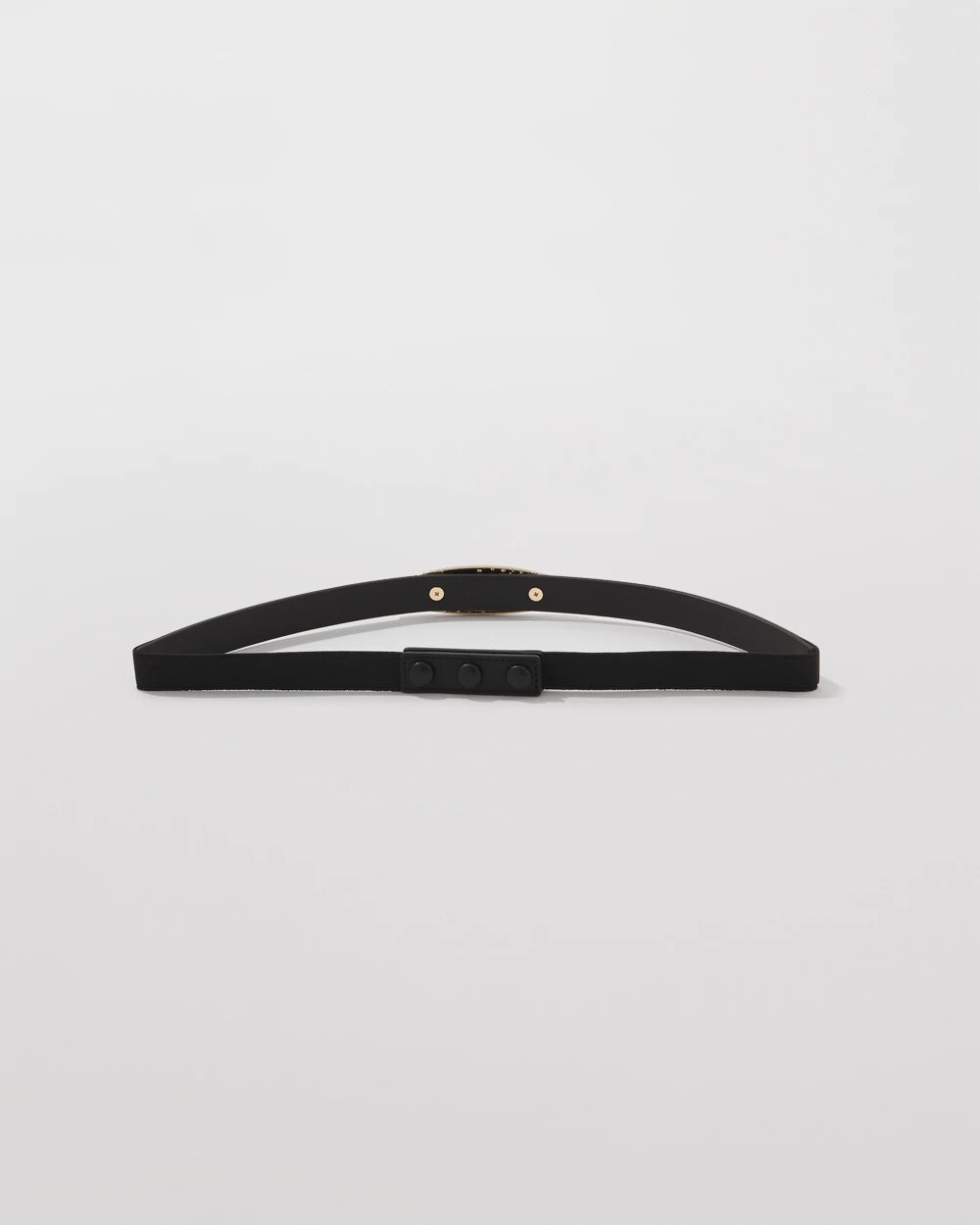 Dusted Pav√© Buckle Skinny Belt Black